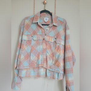 BDG Cullum Cropped Plaid Button Down Size M